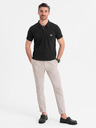 Ombre Clothing Pánska polokošeľa so zipsom - čierna