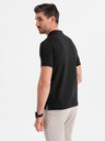 Ombre Clothing Pánska polokošeľa so zipsom - čierna