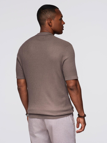 Ombre Clothing Pánska polokošeľa bez gombíkov s otvoreným golierom - popolavá