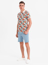 Ombre Clothing Bavlnená polokošeľa s kvetinovým potlačou - biela