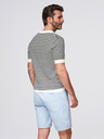 Ombre Clothing Pánska pletená polokošeľa bez gombíkov v námorníckych pruhoch - čierno-biela