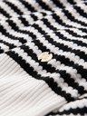 Ombre Clothing Pánska pletená polokošeľa bez gombíkov v námorníckych pruhoch - čierno-biela