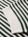 Ombre Clothing Pánska pletená polokošeľa bez gombíkov v námorníckych pruhoch - biela a olivovo zelená