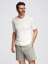 Ombre Clothing Pánsky sveter s okrúhlym výstrihom a krátkymi rukávmi - biely
