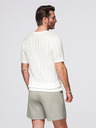 Ombre Clothing Pánsky sveter s okrúhlym výstrihom a krátkymi rukávmi - biely