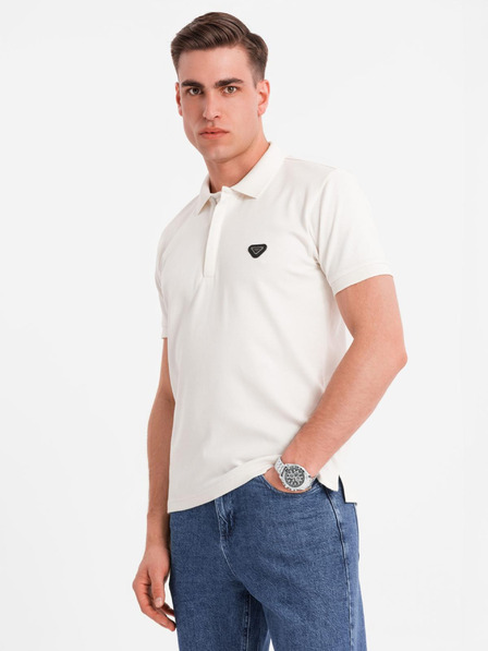 Ombre Clothing Pánska polokošeľa so zipsom - biela