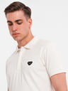 Ombre Clothing Pánska polokošeľa so zipsom - biela