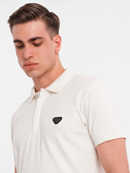 Ombre Clothing Pánska polokošeľa so zipsom - biela