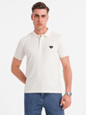 Ombre Clothing Pánska polokošeľa so zipsom - biela