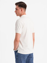 Ombre Clothing Pánska polokošeľa so zipsom - biela