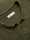 Ombre Clothing Pánska pletená polokošeľa bez gombíkov - olivová