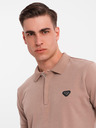 Ombre Clothing Pánska polokošeľa so zipsom - svetlo hnedá