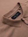 Ombre Clothing Pánska polokošeľa so zipsom - svetlo hnedá