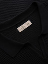 Ombre Clothing Pánska polokošeľa s otvoreným golierom bez gombíkov - čierna