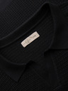 Ombre Clothing Pánska pletená polokošeľa bez gombíkov - čierna
