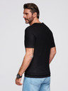 Ombre Clothing Pánska pletená polokošeľa bez gombíkov - čierna