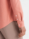 Ombre Clothing Pánska plátená košeľa so stojačikom a vreckom REGULAR FIT - ružová
