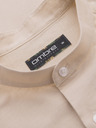 Ombre Clothing Pánska plátená košeľa so stojačikom a vreckom REGULAR FIT - krémová
