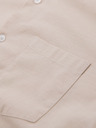 Ombre Clothing Pánska plátená košeľa so stojačikom a vreckom REGULAR FIT - krémová