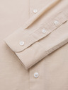 Ombre Clothing Pánska plátená košeľa so stojačikom a vreckom REGULAR FIT - krémová