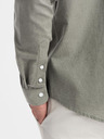 Ombre Clothing Pánska plátená košeľa so stojačikom a vreckom REGULAR FIT - khaki