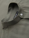 Ombre Clothing Pánska plátená košeľa so stojačikom a vreckom REGULAR FIT - khaki