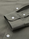 Ombre Clothing Pánska plátená košeľa so stojačikom a vreckom REGULAR FIT - khaki