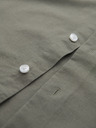 Ombre Clothing Pánska plátená košeľa so stojačikom a vreckom REGULAR FIT - khaki
