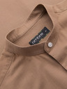 Ombre Clothing Pánska plátená košeľa so stojačikom a vreckom REGULAR FIT - svetlo hnedá