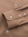 Ombre Clothing Pánska plátená košeľa so stojačikom a vreckom REGULAR FIT - svetlo hnedá