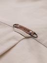Ombre Clothing Pánska plátená košeľa s klasickým golierom a vreckami REGULAR FIT - krémová