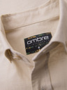 Ombre Clothing Pánska plátená košeľa s klasickým golierom a vreckami REGULAR FIT - krémová