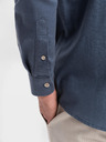 Ombre Clothing Pánska plátená košeľa s klasickým golierom a vreckami REGULAR FIT - modrá