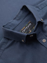 Ombre Clothing Pánska plátená košeľa s klasickým golierom a vreckami REGULAR FIT - modrá