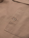 Ombre Clothing Pánska ľanová košeľa s klasickým golierom a vreckami REGULAR FIT - svetlo hnedá