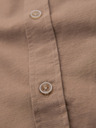 Ombre Clothing Pánska ľanová košeľa s klasickým golierom a vreckami REGULAR FIT - svetlo hnedá