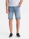 Ombre Clothing Pánske džínsové kraťasy klasického strihu - svetlo modré