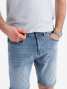 Ombre Clothing Pánske džínsové kraťasy klasického strihu - svetlo modré