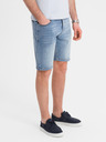 Ombre Clothing Pánske džínsové kraťasy klasického strihu - svetlo modré