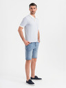 Ombre Clothing Pánske džínsové kraťasy klasického strihu - svetlo modré