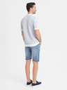 Ombre Clothing Pánske džínsové kraťasy klasického strihu - svetlo modré