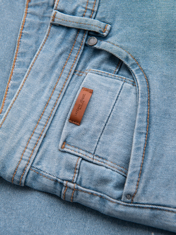 Ombre Clothing Pánske džínsové kraťasy s roztrhanými nohavicami - svetlo modré