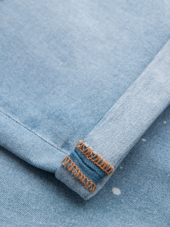 Ombre Clothing Pánske džínsové kraťasy s roztrhanými nohavicami - svetlo modré