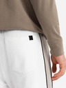 Ombre Clothing Pánske krátke teplákovové kraťasy so širokými pruhmi - biele