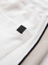 Ombre Clothing Pánske krátke teplákovové kraťasy so širokými pruhmi - biele