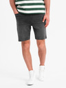 Ombre Clothing Pánske šortky s elastickým pásom a praným efektom - šedé