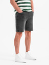Ombre Clothing Pánske šortky s elastickým pásom a praným efektom - šedé