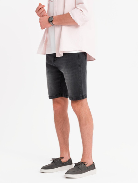 Ombre Clothing Pánske džínsové šortky klasického strihu - čierne