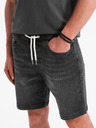 Ombre Clothing Pánske šortky s elastickým pásom a praným efektom - čierne