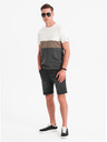 Ombre Clothing Pánske šortky s elastickým pásom a praným efektom - čierne
